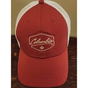 Columbia Sportswear SnapBack Red White Mesh Patch Logo Outdoors Cap